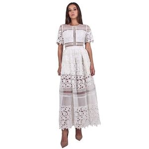 Mossman The Defiance White Lace Maxi Bridal Formal Designer Dress Size 6